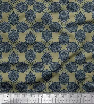 Soimoi Japan Креп-сатин Ткань с цветочным принтом Ткань 1 метр 42 дюйма 42 Inch Wide - Poly Crepe зелёный