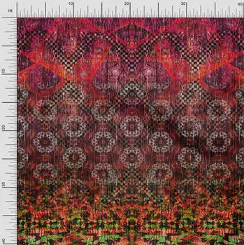 Soimoi Japan креп-сатин ткань с художественным цветочным принтом и клетчатым принтом ткань по метрам 42 дюйма 42 Inch Wide - Poly Crepe оранжевый