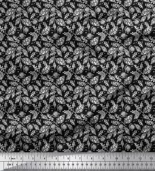 Soimoi Japan Креп-сатин Ткань с принтом в горошек и листья 1 метр 42 дюйма 42 Inch Wide - Poly Crepe розовый