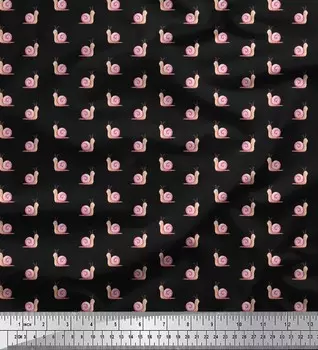 Soimoi Japan креп-сатин ткань с принтом улиток и насекомых ткань по метрам 42 дюйма 42 Inch Wide - Poly Crepe фиолетовый