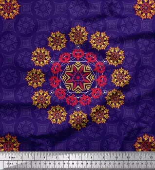 Soimoi Japan креп-сатиновая ткань Дамаск и декоративная ткань с принтом мандалы по метрам 42 дюйма 42 Inch Wide - Poly Crepe фиолетовый