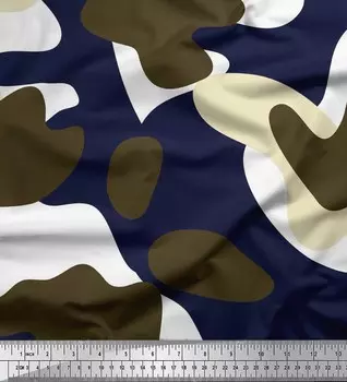 Soimoi Japan креп-сатиновая ткань двухцветная с белой тканью с камуфляжным принтом по метрам 42 дюйма 42 Inch Wide - Poly Crepe синий
