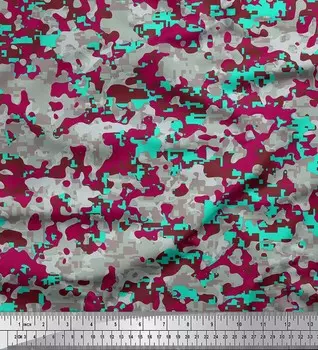 Soimoi Japan креп-сатиновая ткань двухцветная с серым камуфляжным декором ткань с принтом метр 42 дюйма 42 Inch Wide - Poly Crepe красный