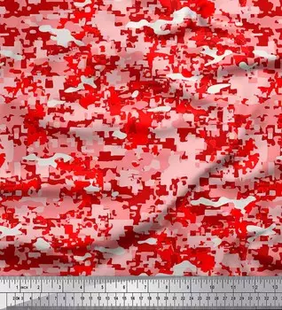 Soimoi Japan креп-сатиновая ткань двухцветная ткань с камуфляжным принтом по метрам 42 дюйма 42 Inch Wide - Poly Crepe красный