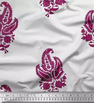 Soimoi Japan креп-сатиновая ткань с цветочным принтом и блочным принтом пейсли, метр 42 дюйма 42 Inch Wide - Poly Crepe красный