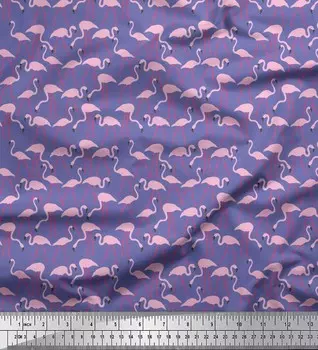 Soimoi Japan креп-сатиновая ткань Ткань с принтом фламинго и птиц 1 метр 42 дюйма 42 Inch Wide - Poly Crepe серый