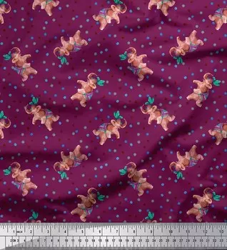 Soimoi Japan креп-сатиновая ткань в горошек и слоны для детской комнаты с принтом, швейная ткань, метр 42 дюйма 42 Inch Wide - Poly Crepe розовый