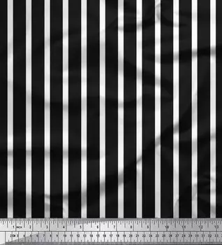 Soimoi Japan креп-сатиновая ткань в полоску с принтом 1 метр 42 дюйма 42 Inch Wide - Poly Crepe чёрный
