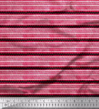 Soimoi Japan креп-сатиновая ткань в полоску с блочным принтом ткань 1 метр 42 дюйма 42 Inch Wide - Poly Crepe красный