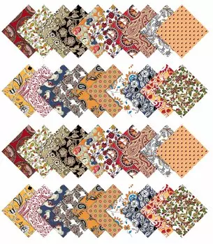 Soimoi Kalamkari Print Precut 5-дюймовая хлопчатобумажная ткань, стеганые квадраты, набор шармов, сделай сам, лоскутное шитье, ремесло- 5x5 inches разноцветный