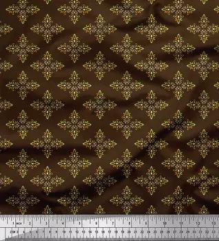 Soimoi коричневая японская креп-атласная ткань с художественным цветочным дамасским принтом ткань на метр 42 дюйма 42 Inch Wide - Poly Crepe коричневый