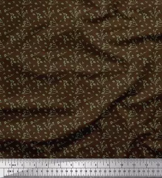 Soimoi коричневый поли креп ткань ветки листья декор ткань печатный метр 42 дюйма 42 Inch Wide - Poly Crepe коричневый