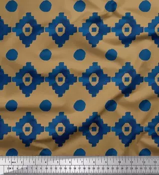 Soimoi коричневый японский креп-сатин ткань ацтекская ткань с геометрическим принтом 1 метр 42 дюйма 42 Inch Wide - Cotton Voile коричневый