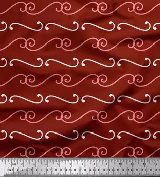 Soimoi красная японская креп-атласная ткань с абстрактным принтом, швейная ткань, метр 42 дюйма 42 Inch Wide - Poly Crepe красный