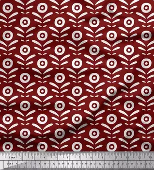 Soimoi красная японская креп-атласная ткань с геометрическим цветочным принтом, швейная ткань, метр 42 дюйма 42 Inch Wide - Poly Crepe зелёный