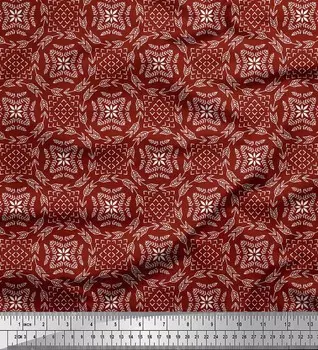 Soimoi красный японский креп-атласная ткань бесшовная дамасская швейная ткань с принтом метр 42 дюйма 42 Inch Wide - Poly Crepe красный