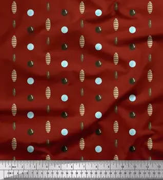 Soimoi красный японский креп-атласная ткань, круглая и овальная швейная ткань с геометрическим принтом, метр 42 дюйма 42 Inch Wide - Cotton Voile красный