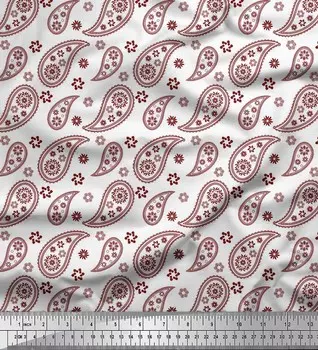 Soimoi красный японский креп-атласная ткань Пейсли Пейсли Декор Ткань с принтом метр 42 дюйма 42 Inch Wide - Cotton Voile красный
