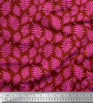 Soimoi красный японский креп-атласная ткань с художественным рисунком листьев и принтом, швейная ткань, метр 42 дюйма 42 Inch Wide - Cotton Voile красный