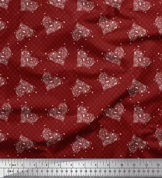 Soimoi красный японский креп-атласная ткань с бабочкой и цветочным принтом в виде сердца, швейная ткань, метр 42 дюйма 42 Inch Wide - Poly Crepe красный