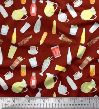 Soimoi красный японский креп-сатин ткань для безалкогольных напитков и стекла кухонная ткань с принтом по метрам 42 дюйма 42 Inch Wide - Poly Crepe красный