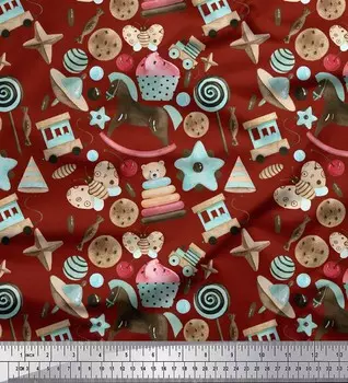 Soimoi красный японский креп-сатин ткань для вечеринки тематическая детская ткань с принтом по метрам 42 дюйма 42 Inch Wide - Poly Crepe красный