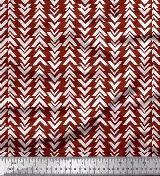 Soimoi красный японский креп-сатин ткань геометрическая стрелка этнический декор ткань с принтом метр 42 дюйма 42 Inch Wide - Cotton Voile красный