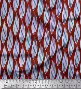 Soimoi красный японский креп-сатин ткань художественные волны абстрактные принты на ткани по метрам 42 дюйма 42 Inch Wide - Poly Crepe красный