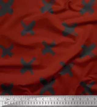 Soimoi красный японский креп-сатин ткань мазок кисти с абстрактным принтом швейная ткань метр 42 дюйма 42 Inch Wide - Cotton Voile красный