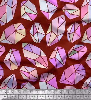 Soimoi красный японский креп-сатин ткань с кристаллами и камнями с геометрическим декором ткань с принтом метр 42 дюйма 42 Inch Wide - Poly Crepe зелёный