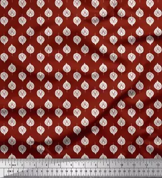 Soimoi красный японский креп-сатин ткань с принтом в виде листьев розы 1 метр 42 дюйма 42 Inch Wide - Cotton Voile красный