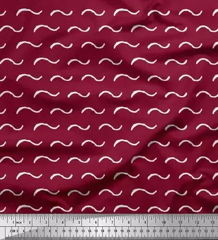 Soimoi красный японский креп-сатин ткань с художественными волнами и абстрактным принтом, ткань по метрам 42 дюйма 42 Inch Wide - Poly Crepe зелёный