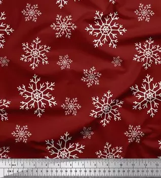 Soimoi красный японский креп-сатин ткань снежные хлопья ткань с цветочным принтом 1 метр 42 дюйма 42 Inch Wide - Poly Crepe синий