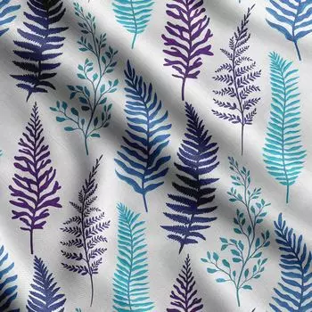 Soimoi Leaves Print, хлопок Cambric, ткань для квилтинга, продаваемая во дворе, ширина 42 дюйма, хлопковая ткань средней плотности, 42 Inch Wide - Cotton Cambric синий