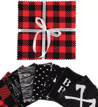Soimoi Lumberjack Theme Print Precut 5-дюймовая хлопчатобумажная ткань, стеганые квадраты, шарм-пакет, сделай сам, лоскутное шитье, ремесло, красный и красный 5x5inches красный