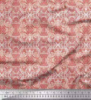 Soimoi Orange Japan Crepe Satin Ткань с леопардовым принтом из кожи животных на метр 42 дюйма 42 Inch Wide - Poly Crepe оранжевый