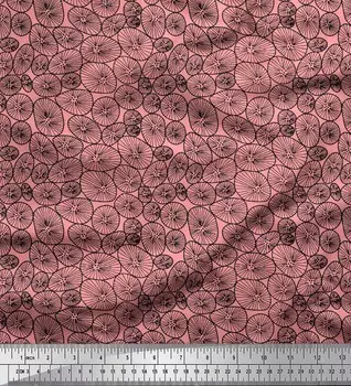 Soimoi Orange Poly креповая ткань с принтом в виде листьев лотоса, ткань по метрам, 42 дюйма 42 Inch Wide - Poly Crepe оранжевый