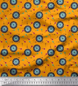 Soimoi оранжевый поли креп ткань дартс спортивный принт швейная ткань BTY 42 дюйма 42 Inch Wide - Poly Crepe оранжевый
