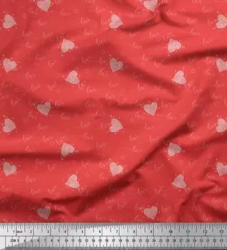 Soimoi оранжевый японский креп-атласная ткань с принтом в виде сердца и любви с текстовым принтом, швейная ткань, метр 42 дюйма 42 Inch Wide - Poly Crepe оранжевый