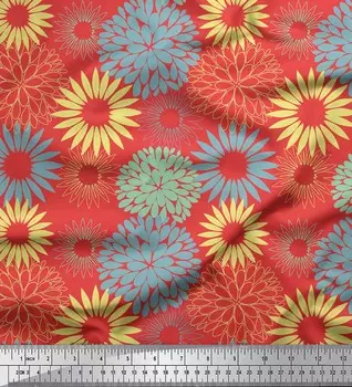 Soimoi оранжевый японский креп-сатин ткань художественный цветок Мандала Декор ткань с принтом метр 42 дюйма 42 Inch Wide - Poly Crepe оранжевый