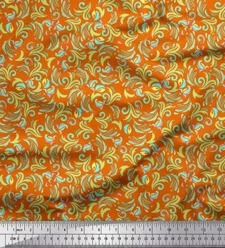 Soimoi оранжевый японский креп-сатин ткань с художественным цветочным принтом ткань по метрам 42 дюйма 42 Inch Wide - Cotton Voile оранжевый