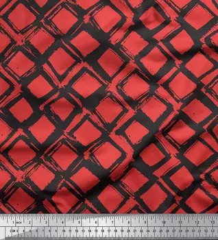 Soimoi оранжевый японский креп-сатин ткань с ромбовидным геометрическим рисунком на ткани по метрам 42 дюйма 42 Inch Wide - Cotton Voile оранжевый