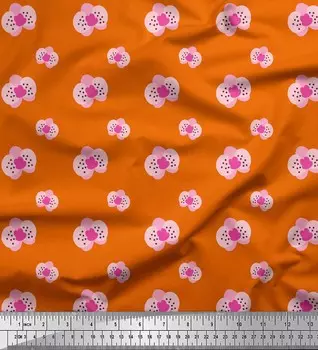 Soimoi оранжевый японский креп-сатин ткань с художественным цветочным принтом ткань по метрам 42 дюйма 42 Inch Wide - Cotton Voile оранжевый