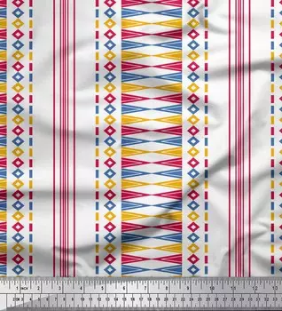 Soimoi Pink Japan Crepe Satin Fabric Pannahazar Jamdani Print Fabric by the metre 42 Inch 42 Inch Wide - Poly Crepe розовый