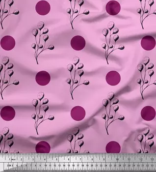 Soimoi Pink Rayon Ткань с принтом в горошек и ягоды с фруктами 1 метр 42 дюйма 42 Inch Wide - Rayon розовый