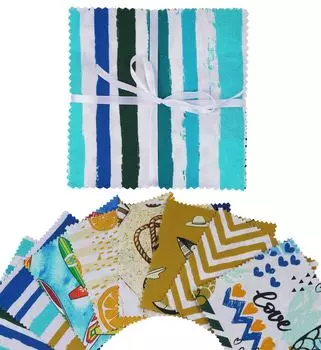 Soimoi Precut, 10 дюймов, летние принты, хлопковая ткань, комплект, стеганые квадраты, шарм, набор, сделай сам, лоскутное шитье, ремесло- 5x5 inches разноцветный