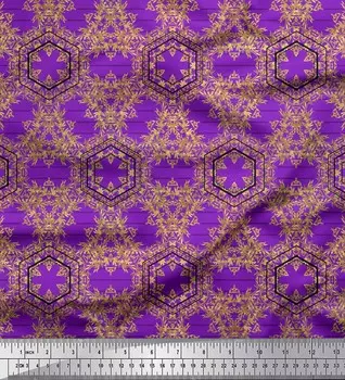 Soimoi Purple Japan Креп-сатин Ткань Бутоны и крошечные листья Тканевые принты по метрам 42 дюйма 42 Inch Wide - Cotton Voile фиолетовый