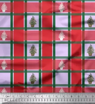 Soimoi Purple Japan Креп-сатин Ткань в цветочном стиле и с клетчатым принтом по метрам 42 дюйма 42 Inch Wide - Poly Crepe фиолетовый