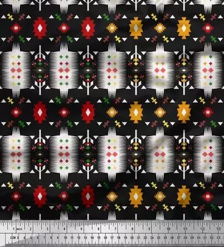 Soimoi японский креп-атласная ткань с геометрическим юго-западным принтом, швейная ткань, метр 42 дюйма 42 Inch Wide - Poly Crepe оранжевый