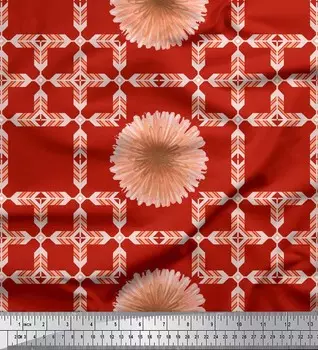 Soimoi японский креп-атласная ткань с художественным цветком и стрелкой, швейная ткань с африканским принтом, метр 42 дюйма 42 Inch Wide - Poly Crepe чёрный